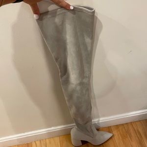 Grey suede, thigh high boots